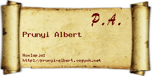 Prunyi Albert névjegykártya